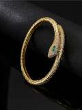 Brazalete estilo hip hop con serpiente de diamantes de imitación de oro laminado