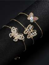 Brazalete Ajustable Vintage de Mariposa con Zirconia Cúbica de oro laminado