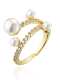 Anillo de banda vintage irregular con perla de imitación de oro laminado
