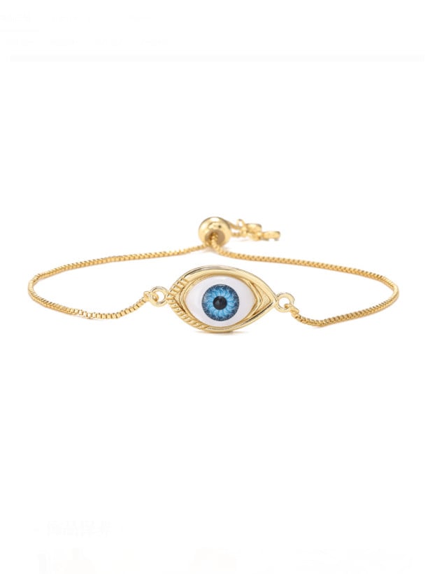 Pulsera Ajustable Vintage Mal de Ojo Esmaltado en oro laminado