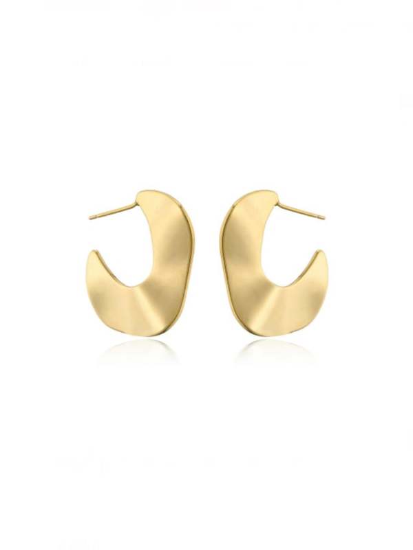 Arete minimalista geométrico liso de oro laminado