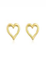Arete minimalista de oro laminado con corazón hueco