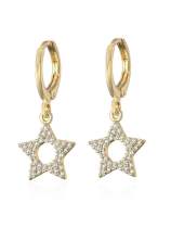 oro laminado Cubic Zirconia Estrella de cinco puntas Vintage Huggie Earring
