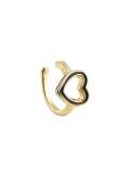 Clip de oreja simple minimalista con corazón de esmalte de oro laminado (solo uno)
