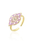 Anillo de banda vintage de mal de ojo esmaltado de oro laminado