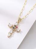 oro laminado Cubic Zirconia Cross Hip Hop Regligious Collar