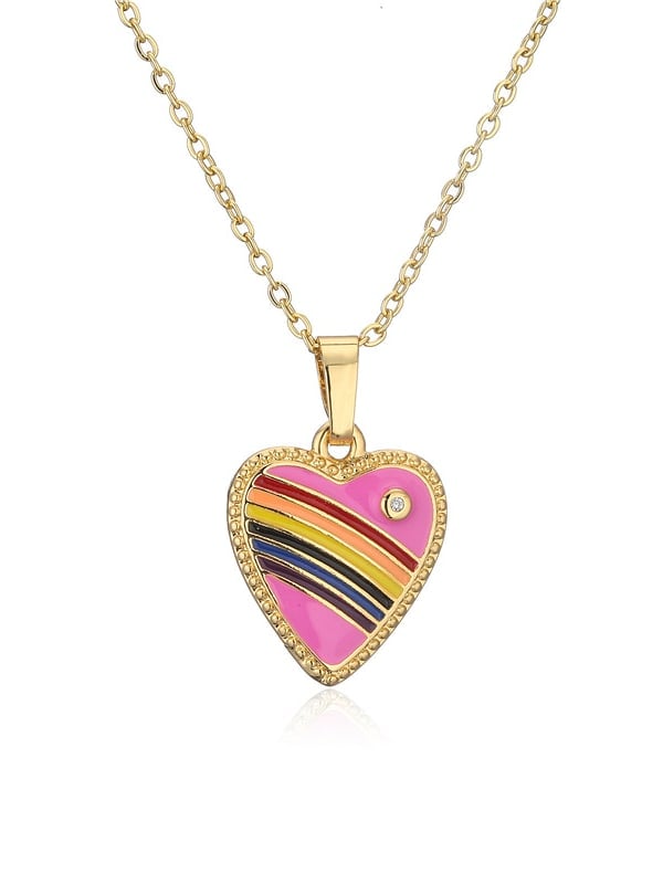 Collar con colgante de corazón de tendencia de esmalte de oro laminado