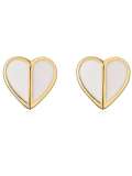 Pendiente de botón minimalista con corazón de esmalte de oro laminado