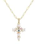 oro laminado Cubic Zirconia Cross Hip Hop Regligious Collar