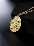 Collar vintage geométrico de diamantes de imitación de oro laminado