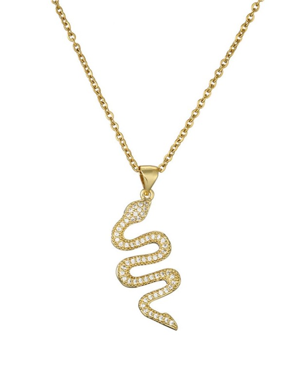 Collar vintage de serpiente de oro laminado