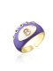 Anillo de banda vintage de mal de ojo esmaltado de oro laminado