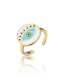 Anillo de banda minimalista de ojo malvado de esmalte de oro laminado