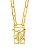 Collar vintage con cruz de circonitas cúbicas de oro laminado