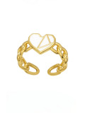Anillo de banda de tendencia de corazón multicolor de esmalte de oro laminado