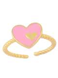 Anillo de banda minimalista con corazón de esmalte de oro laminado