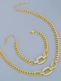 Collar vintage de cadena geométrica hueca de circonita cúbica de oro laminado