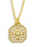 Collar con colgante de geometría vintage de estrella de circonita cúbica de oro laminado