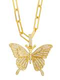 Collar étnico mariposa de oro laminado con circonitas cúbicas