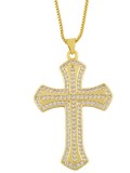 Collar religioso minimalista con cruz de circonita cúbica de oro laminado