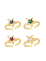 Anillo de banda minimalista con estrella de piedra de vidrio y oro laminado