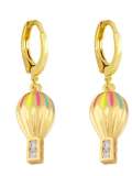 Pendiente Huggie minimalista con bola de esmalte de oro laminado
