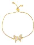 Brazalete Ajustable Vintage de Mariposa con Zirconia Cúbica de oro laminado