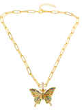 Collar étnico mariposa de oro laminado con circonitas cúbicas