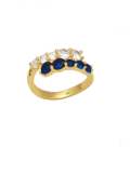 Anillo de banda minimalista geométrico con diamantes de imitación de oro laminado