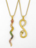 Collar Vintage Serpiente de oro laminado con Zirconia Cúbica