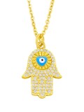 oro laminado Cubic Zirconia Esmalte Evil Eye Hip Hop Collar