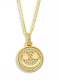 Medallón de oro laminado con circonita cúbica, collar con colgante de carita sonriente vintage