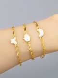 Brazalete ajustable minimalista de mariposa de concha de oro laminado