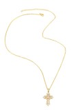 Collar Religioso Vintage con Cruz de Zirconia Cúbica de oro laminado