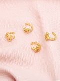 Arete de clip lindo bebé de circonita cúbica de oro laminado