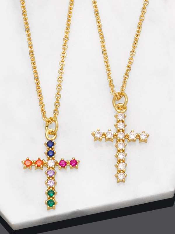 oro laminado Cubic Zirconia Cross Hip Hop Regligious Collar