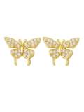 Arete minimalista de mariposa con circonita cúbica de oro laminado