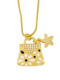 Collar minimalista geométrico de esmalte de diamantes de imitación de oro laminado