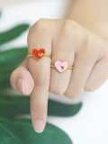 Anillo de banda minimalista con corazón de esmalte de oro laminado