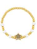 Brazalete de oro laminado con pentagrama y circonitas cúbicas