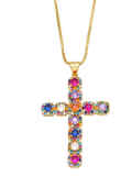 Collar religioso vintage con medallón de circonita cúbica de oro laminado