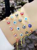 Pulsera de eslabones de hip hop con mal de ojo esmaltado en oro laminado