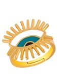 Anillo de banda vintage de mal de ojo esmaltado de oro laminado