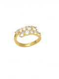 Anillo de banda minimalista geométrico con diamantes de imitación de oro laminado