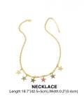 Conjunto de brazalete y collar de pentagrama minimalista de circonita cúbica de oro laminado