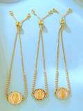 Brazalete de alambre vintage ovalado con circonitas cúbicas de oro laminado