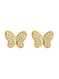 Arete minimalista de mariposa con circonita cúbica de oro laminado