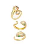 Anillo de banda vintage de serpiente con circonita cúbica de oro laminado