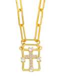 Collar vintage con cruz de circonitas cúbicas de oro laminado