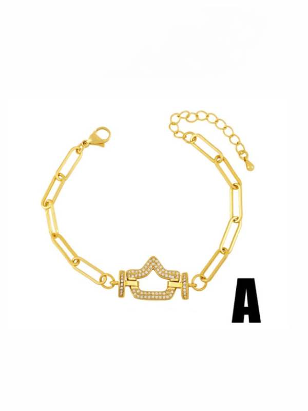 Pulsera artesanal luna de oro laminado con circonitas cúbicas